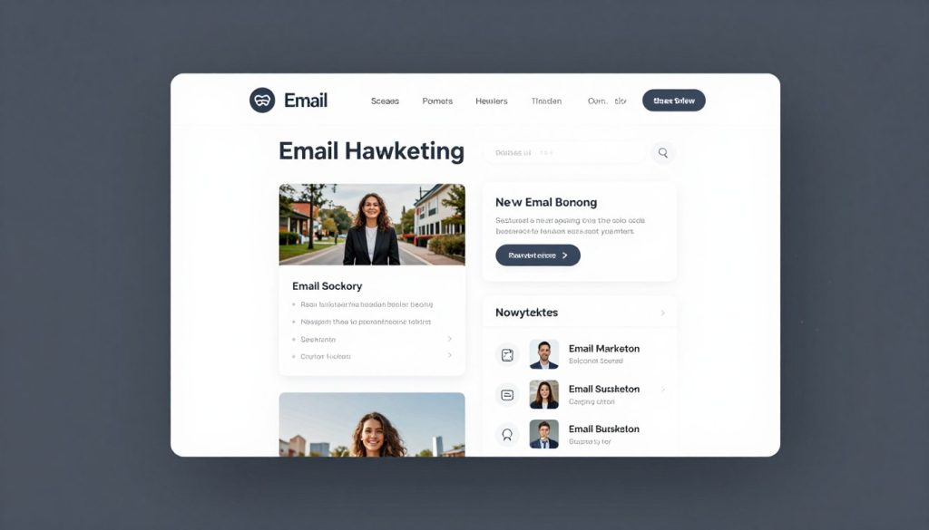 User-friendly email marketing platform for small business interface showing a newsletter template and drag-and-drop elements.